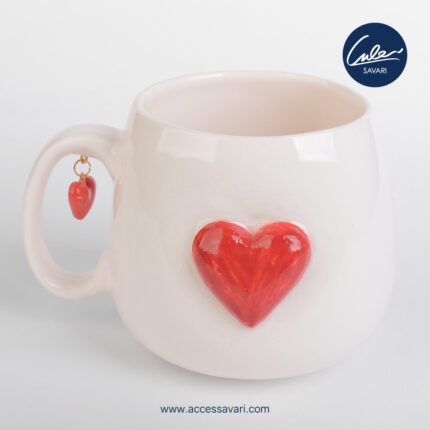 ماگ دست ساز قلبی با آویز قلب