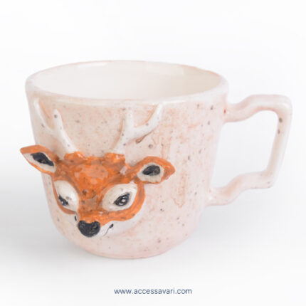 ماگ گوزن دست ساز و نقاشی شده با دست